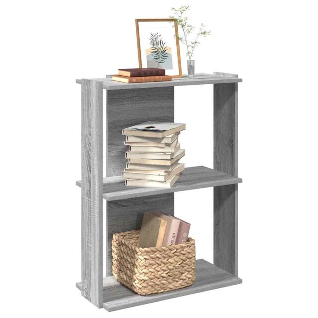 Berkfield Home Bookcase 3-Tier Grey Sonoma 60x30x80 cm Engineered Wood - Size: 60 x 30 x 80 cm - image 1