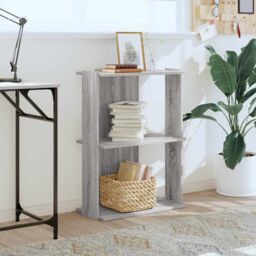 Berkfield Home Bookcase 3-Tier Grey Sonoma 60x30x80 cm Engineered Wood - Size: 60 x 30 x 80 cm - thumbnail 3