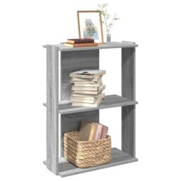 Berkfield Home Bookcase 3-Tier Grey Sonoma 60x30x80 cm Engineered Wood - Size: 60 x 30 x 80 cm - thumbnail 1