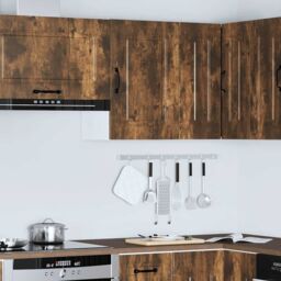 Berkfield Home Kitchen Wall Cabinet Kalmar Smoked Oak Engineered Wood in Brown - thumbnail 4