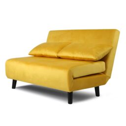 Home Garden Direct Aurora - Small Double Sofa Bed in Velvet - 2 Seater - Yellow - thumbnail 5