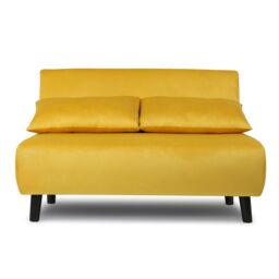 Home Garden Direct Aurora - Small Double Sofa Bed in Velvet - 2 Seater - Yellow - thumbnail 4