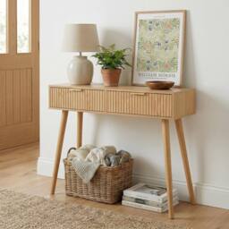 OHS Venice Console/Dresssing Table Engineered Wood Entryway Display Desk in Light Oak - thumbnail 1