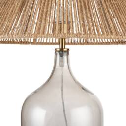 First Choice Lighting Set of 2 Kew - Smokey Tinted Glass Lamps with Natural String Shade in Grey - thumbnail 4