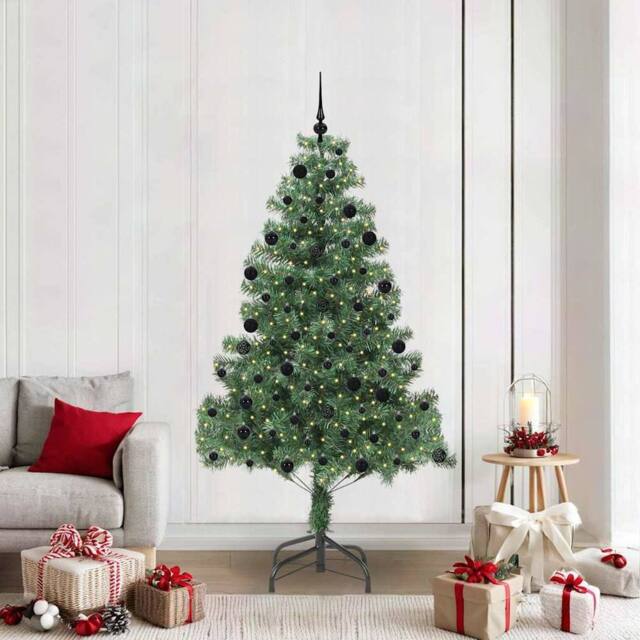 Berkfield Home Christmas Tree with 300 LEDs with Stand Green 210 cm PVC - image 1