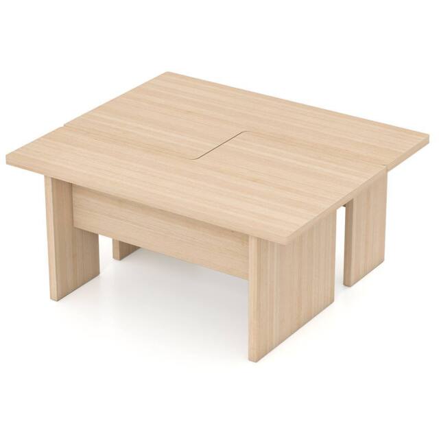 Costway 2PCS Modular Coffee Table Shaped Center Tables Wooden Side Table in Light Oak - image 1
