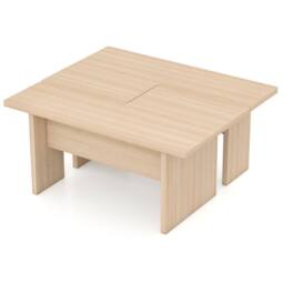 Costway 2PCS Modular Coffee Table Shaped Center Tables Wooden Side Table in Light Oak - thumbnail 1