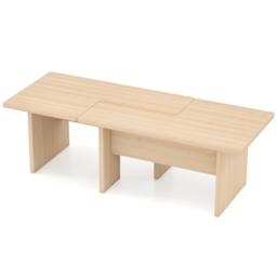 Costway 2PCS Modular Coffee Table Shaped Center Tables Wooden Side Table in Light Oak - thumbnail 2