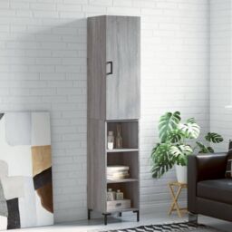 Berkfield Home Highboard Grey Sonoma 34.5x34x180 cm Engineered Wood - thumbnail 1