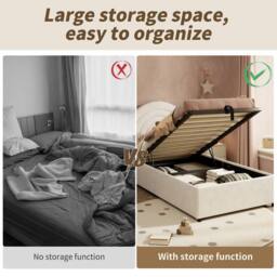 Matteo Beige Velvet Kids Single Bed Frame with Hydraulic Storage - 3ft - thumbnail 7