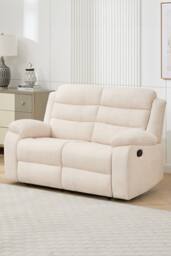 More4Homes Boston Manual Recliner Fabric 1+2 Seater Sofa Set in Beige - thumbnail 2
