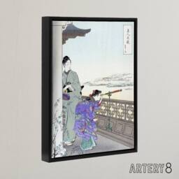 "Artery8 Beauties Flowers Series Binoculars Framed Canvas Wall Art Print Gekko in Purple - Size: W12"" x H16""" - thumbnail 2