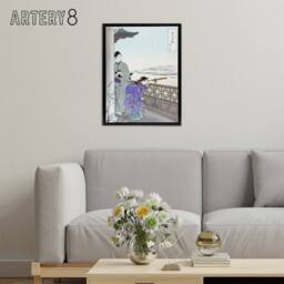 "Artery8 Beauties Flowers Series Binoculars Framed Canvas Wall Art Print Gekko in Purple - Size: W12"" x H16""" - thumbnail 3