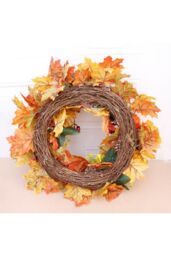 Living and Home Artificial Wreath for Halloween Thanksgiving Decoration in Orange - thumbnail 2