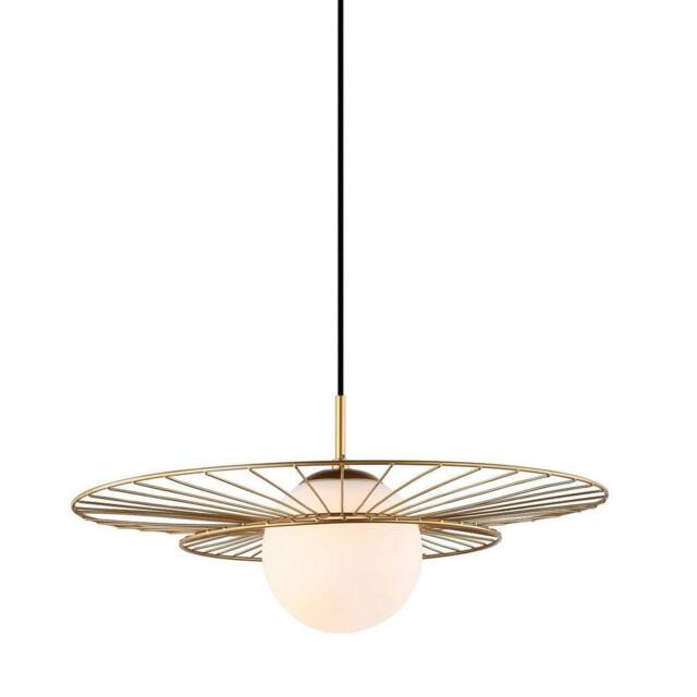 Netlighting Modern Hanging Pendant Golden 1 Light with White Shade E27 in Gold - image 1