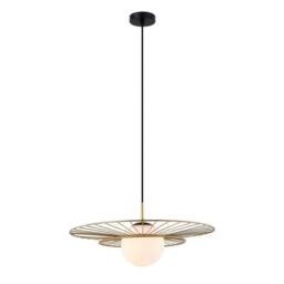 Netlighting Modern Hanging Pendant Golden 1 Light with White Shade E27 in Gold - thumbnail 2