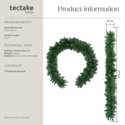 tectake Christmas Garland With Frosted Tips & Dense Needles, 270 Cm in Green - thumbnail 6