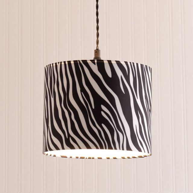 ValueLights Oasis Zebra Print Fabric with Metallic Chrome Inner Drum Lamp Shade & LED Bulb - image 1