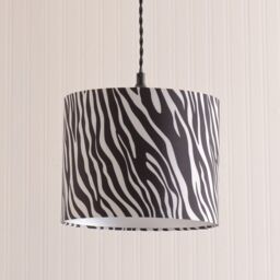 ValueLights Oasis Zebra Print Fabric with Metallic Chrome Inner Drum Lamp Shade & LED Bulb - thumbnail 3
