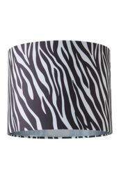 ValueLights Oasis Zebra Print Fabric with Metallic Chrome Inner Drum Lamp Shade & LED Bulb - thumbnail 6