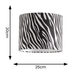 ValueLights Oasis Zebra Print Fabric with Metallic Chrome Inner Drum Lamp Shade & LED Bulb - thumbnail 7