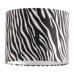 ValueLights Oasis Zebra Print Fabric with Metallic Chrome Inner Drum Lamp Shade & LED Bulb - thumbnail 2