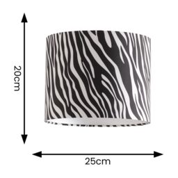ValueLights Oasis Zebra Print Fabric with Metallic Chrome Inner Drum Lamp Shade & LED Bulb - thumbnail 8