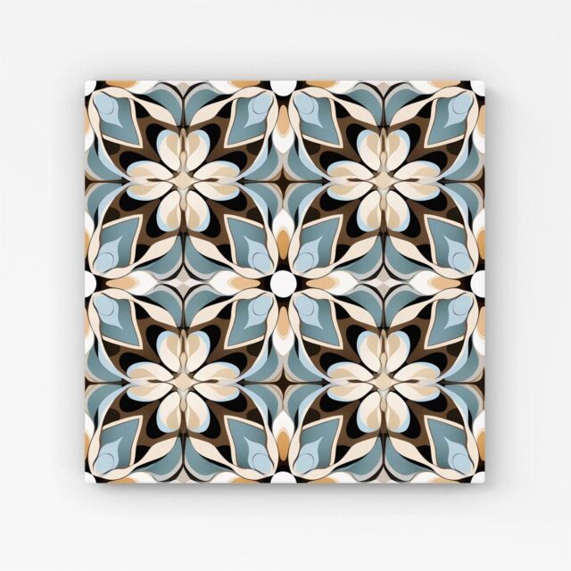 Warren Reed - Designer Beige & Brown Abstract Pattern Canvas in Grey - Size: w10 inch x h10 inch - image 1
