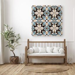 Warren Reed - Designer Beige & Brown Abstract Pattern Canvas in Grey - Size: w10 inch x h10 inch - thumbnail 3