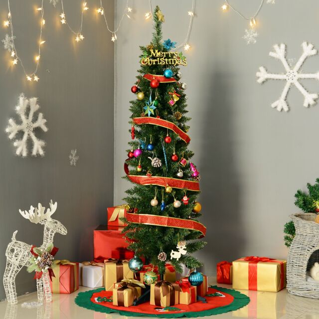 HOMCOM 5FT Christmas Tree Easy Assembly Artificial Pine Tree Tall Holiday in Green - image 1