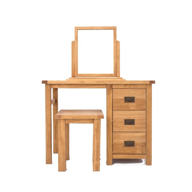 Cabinet Bits Lugo 3 Drawer Dressing Table Set Brass Drop Handle in Light Brown - image 1