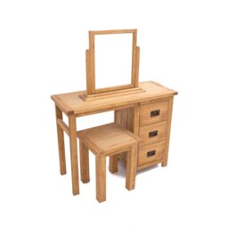Cabinet Bits Lugo 3 Drawer Dressing Table Set Brass Drop Handle in Light Brown - thumbnail 3