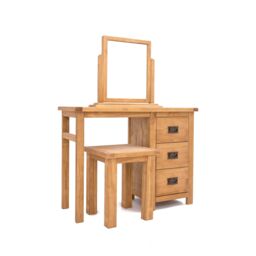 Cabinet Bits Lugo 3 Drawer Dressing Table Set Brass Drop Handle in Light Brown - thumbnail 2