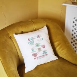 Afewhometruths Personalised 80th Birthday Gift Cushion for Tea Lover in White - Size: 40 cm x 40 cm - thumbnail 2