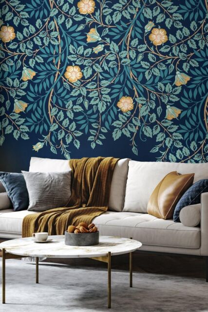 Origin Murals Cascading Rosehip Wall Mural in Teal - Size: W350 cm x H280 cm - image 1