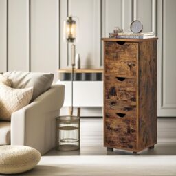 Pirlo Plush Industrial 3 Drawer Storage Unit Rustic Brown - thumbnail 2