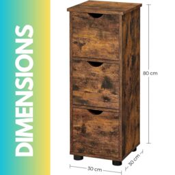 Pirlo Plush Industrial 3 Drawer Storage Unit Rustic Brown - thumbnail 6