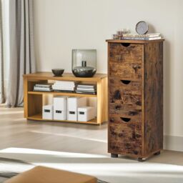 Pirlo Plush Industrial 3 Drawer Storage Unit Rustic Brown - thumbnail 3