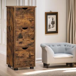 Pirlo Plush Industrial 3 Drawer Storage Unit Rustic Brown - thumbnail 4