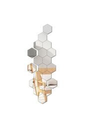 Living and Home 36Pcs DIY Mirror Wall Stickers Self-adhesive Hexagonal Acrylic Mirror Tiles in Silver - thumbnail 5