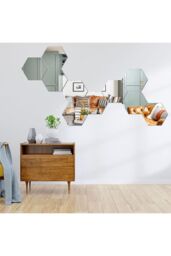 Living and Home 36Pcs DIY Mirror Wall Stickers Self-adhesive Hexagonal Acrylic Mirror Tiles in Silver - thumbnail 4
