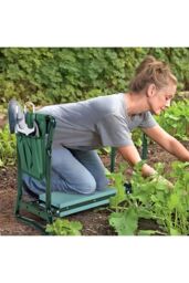 Living and Home Folding Garden Kneeling Stool with 2 Detachable Tool Bags in Green - thumbnail 3