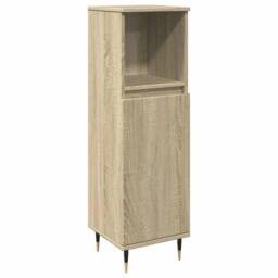 Berkfield Home Bathroom Cabinet Sonoma Oak 30x30x100 cm Engineered Wood in Light Brown - Size: 30 x 30 x 100 cm - thumbnail 1