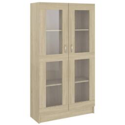 Berkfield Home Vitrine Cabinet Sonoma Oak 82.5x30.5x150 cm Engineered Wood in Light Oak - thumbnail 3