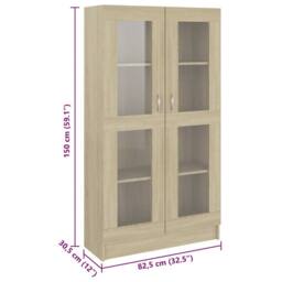 Berkfield Home Vitrine Cabinet Sonoma Oak 82.5x30.5x150 cm Engineered Wood in Light Oak - thumbnail 7