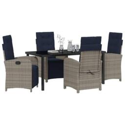 Berkfield Home Modern 5 Piece Garden Dining Set Grey Poly Rattan - thumbnail 1