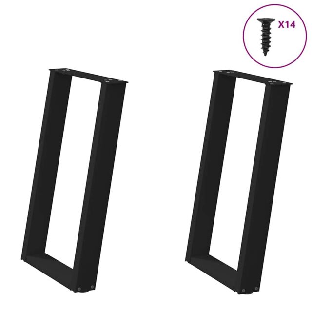 Berkfield Home vidXL Dining Table Legs U-Shaped 2 pcs Black 60x(72-73) cm Steel - image 1