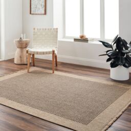 Livabliss Mirage-Cottage Tan Black Fringe Jute-Look In- & Outdoor Rug in Beige - Size: 120 cm x 170 cm - thumbnail 1