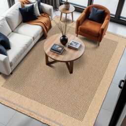 Livabliss Mirage-Cottage Tan Black Fringe Jute-Look In- & Outdoor Rug in Beige - Size: 120 cm x 170 cm - thumbnail 8