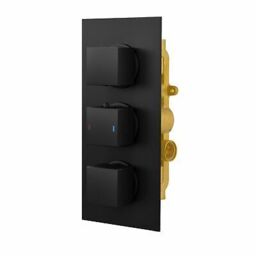 Nes Home Square 3 Dial 2 Outlet Concealed Thermostatic Shower Matt Black - thumbnail 3